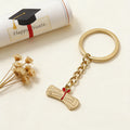 Gold Graduate Diploma Scroll Red Ribbon Keychain Charm view 4