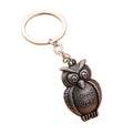 Embossed Owl Metal Keychain in Three Antique Color Finishes view 5