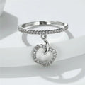 Apple Charm Dangle CZ Band Ring Gold Silver Black Tone view 2