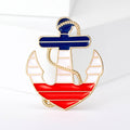 Anchor Sailboat Brooch A Gold-Tone Anchor Framing A Red, White And Blue Enamel Sailboat view 1