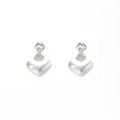 Brushed Silver Irregular Square Dangle Stud Earrings view 5