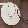 Silver Tone Puffy Heart Pendant Black Cord Necklace view 6
