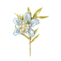 Enamel Lily Flower Brooch Pearl Center Gold Leaves Three Colors view 1