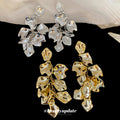 Sculptural Petal Cluster Drop Earrings In Silver And Gold view 2