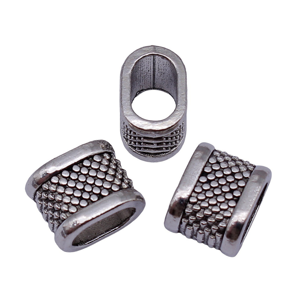 14x11x9.7mm 3.8g Antique Silver Zinc Alloy Oval Polka Dot Large Hole Beads for Bracelet Making