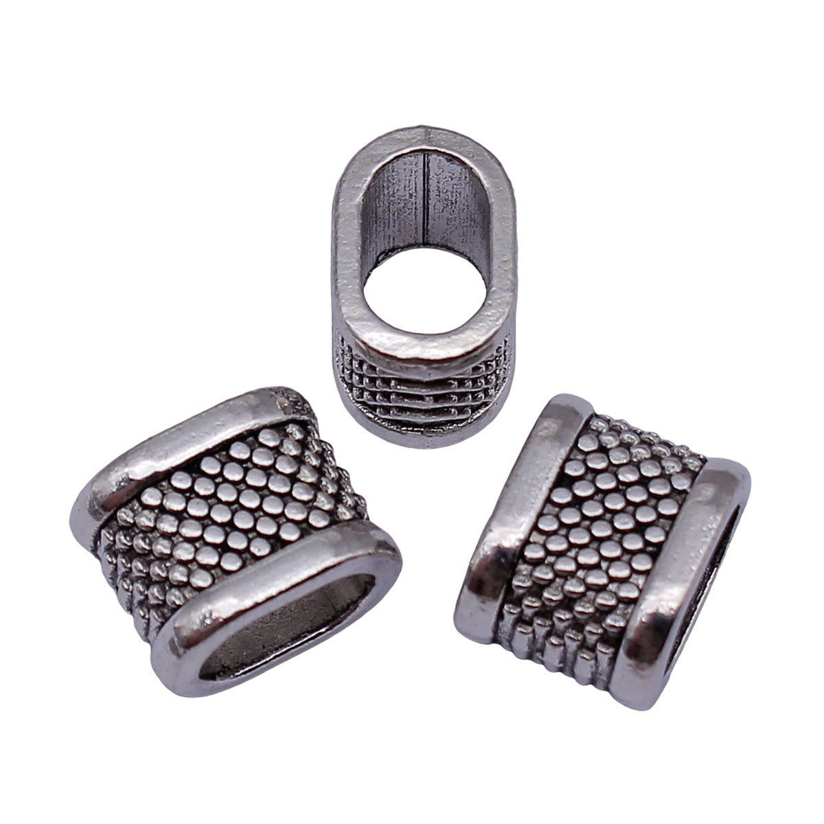 14x11x9.7mm 3.8g Antique Silver Zinc Alloy Oval Polka Dot Large Hole Beads for Bracelet Making