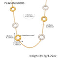 Long Hollow Circle Link Necklace Gold Silver Two-Tone Steel view 8