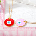 Gold Tone Oversized Round Evil Eye Pendant Necklaces view 5