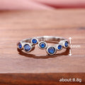 Silver Tone Blue Irregular Bezel Bubble CZ Finger Ring view 5