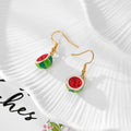 Enamel Fruit Charm Drop Earrings Gold Hooks 13 Styles view 7