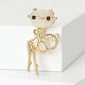 Cat Eye Fox Brooch Long Legs Masked Crystal Face Pin view 5