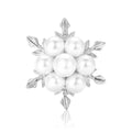 Faux Pearl Snowflake Brooch In Silver And Gold Tones view 5