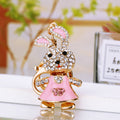 Jeweled Rabbit Girl Keychain in a Colored Enamel Dress view 2