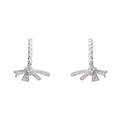 Silver Pearl C-Curve Earrings Crystal Pave Bow Accents view 5