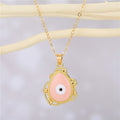 Gold Tone Ornate Teardrop Evil Eye Pendant Necklaces in Six Colors view 9