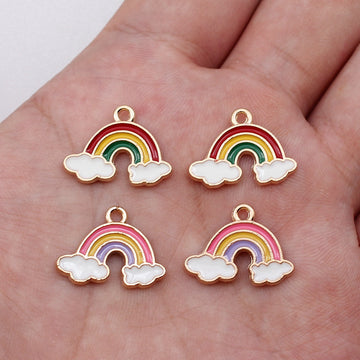 Enamel Rainbow and Cloud Charms in Two Colors for Jewelry and Craft Making