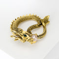 Coiled Dragon Pearl Brooch Silver or Gold Tone Metal Pin Brooch view 2
