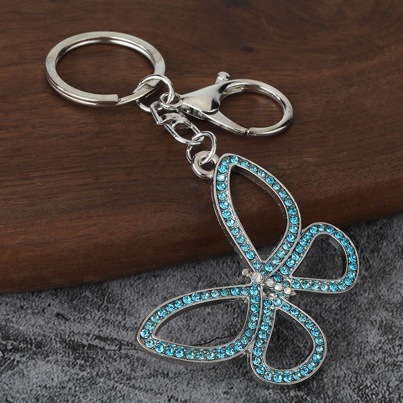 Hollow Butterfly Rhinestone Keychain Metal Car Key Ring Bag Charm