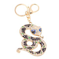 Rhinestone Snake Keychain Gold Metal Charm with Cord Options view 5