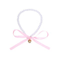 Faux Pearl Choker Necklaces Satin Ribbon Bow Gold Heart view 5