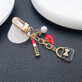 Black Red Pink and White Fashion Charm Keychains with Metal Hardware view 4