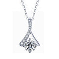 Silver Y Shape Cubic Zirconia Pendant Necklace Alloy view 1