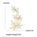 Pearl Vine Metal Brooch with Branching Gold or Silver Vine with Pearls and Clear Crystals view 4