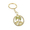 Stone-Set Palm Tree Metal Keychain In Gold Or Silver Tone view 5