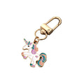 Gold Tone Colorful Enamel Unicorn Clip Keychains in Six Designs view 5