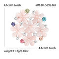 Pink Flower Cluster Brooch With Multicolor Crystals view 5