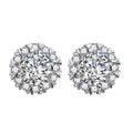 Silver Snowflake Halo Round CZ Stud Earrings Alloy view 2