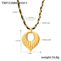 Gold Ribbed Open Heart Pendant Necklace Twisted Cord view 6
