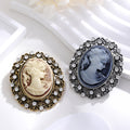 Gold Tone Silver Tone Woman Portrait Crystal Two Designs Metal Brooch Pin 4.7 x 5.6 cm 4.7 view 4