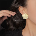 Blue Green Gingham Fabric Flower Pearl Center Studs view 2