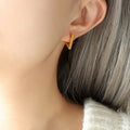 Gold Steel Geometric Star Triangle Huggie Hoop Earrings view 6