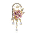 Peony Tassel Enamel Two Designs Metal Brooch Pin for Jackets and Lapels view 1