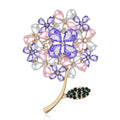 Crystal Hydrangea Brooch in Four Bright Colors Decorative Lapel Accessory view 1