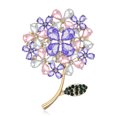 hydrangea flower stem brooch shown from the front