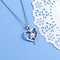 Silver Tone Heart Elephant Drop Pendant Necklace With Stones view 2