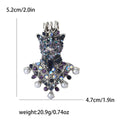 Crowned Cat Rhinestone Brooch Pearl Accents Pink Or Blue view 7