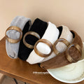 Flocked Fabric Oval Acrylic Ring Headband Deep Coffee view 2
