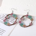 Silver Tone Tropical Flower and Flamingo Acrylic Hook Earrings view 4