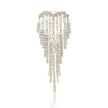 Rhinestone Heart Tassel Brooch Fringe Drop Silver or Gold view 5