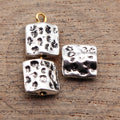 Hammered Square Bead In Antique Silver For Jewelry Making view 2