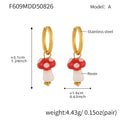 Gold Hoop Resin Polka Dot Mushroom Drop Earrings Five Colors view 10