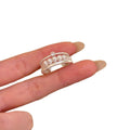 Silver Multi Band Pearl Stack Ring White Pearls Clear Accent view 5