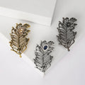 Textured Feather Brooch in Three Antique Metal Tones view 1