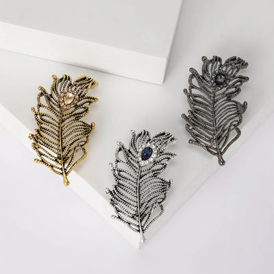 Textured Feather brooch shown in front product view