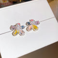 Multicolor Crystal Five Petal Flower Stud Earrings view 6