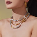 Freshwater Pearl Stainless Steel Irregular Link Necklace Bracelet view 2